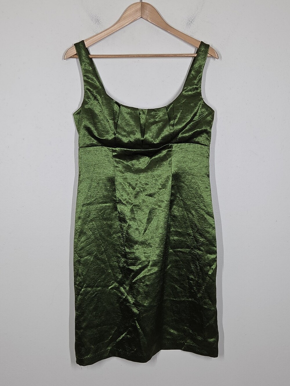 Vtg Y2K Dark Green Satin Babydoll Mini Dress 12 Forest Garden Fairy Whimsigoth